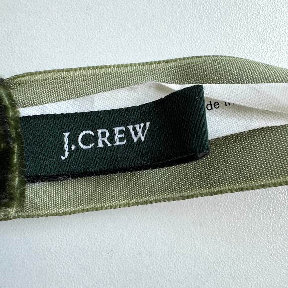 J. Crew Womens Belt Velvet Ribbon Tortoise Look Chain Link Tie Close Green Brown - Picture 2 of 9
